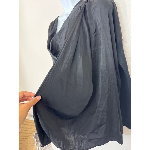 AllSaints Erma Cowl Neck Black Top Small NWT $150 - Picture 10 of 10